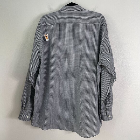 Mili Designs Womens Plus 1X Button Up Shirt Black White Dog Embroidered Gingham - Picture 11 of 15